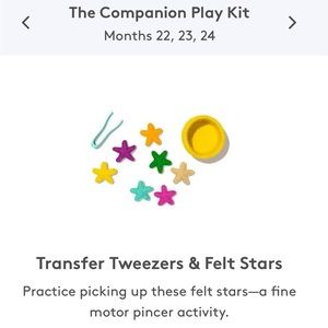 Lovevery transfer tweezers and felt stars